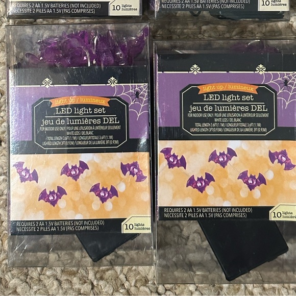 4 Pack Purple Bat 10ct Mini LED 3’ Ft Long Halloween String Light Set NWT - Picture 2 of 4